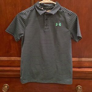 ⭐️ LIKE NEW ⭐️ navy & green Under Armour polo, YM